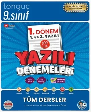 Tonguç Akademi 9. Sınıf Yazılı Denemeleri 1. Dönem 1 ve 2. Yazılı