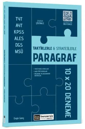 Benzersiz Akademi Yayınları TYT AYT KPSS ALES DGS MSÜ Taktiklerle ve Stratejilerle Paragraf 10x20 Deneme