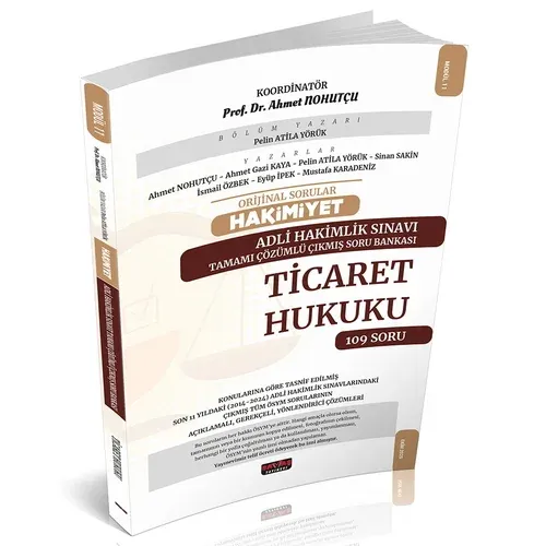 HAKİMİYET Adli Hakimlik Ticaret Hukuku Çıkmış Soru Bankası Ahmet Nohut
