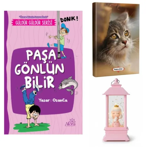 Paşa Gönlün Bilir - Minik Kedi Planlama Defteri ve Kedili Prenses Fener Tipi Işıklı Kar Küresi