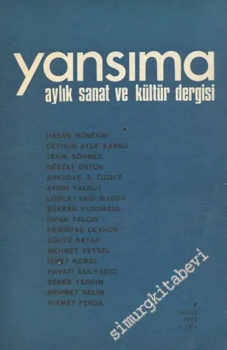 Yansıma Aylık Sanat ve Kültür Dergisi - Sayı 4, Nisan 1972