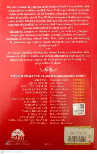 Masumiyet Çağı Edith Wharton Martı Yayınevi