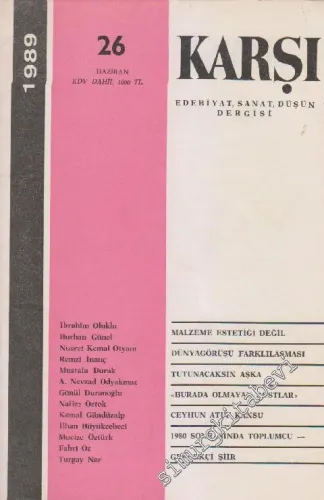 Karşı - Edebiyat Sanat Düşün Dergisi - Sayı: 26 Haziran