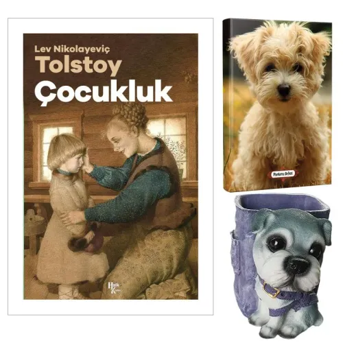 Çocukluk - Tolstoy ve Dekoratif Köpek Kalemlik - Neşeli Yüz Planlama Defteri