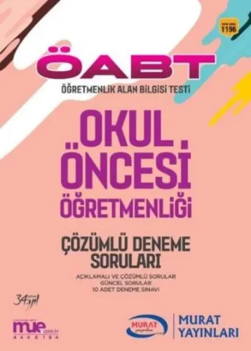Murat KPSS ÖABT Okul Öncesi Öğretmenliği Çözümlü Deneme Soruları 1196