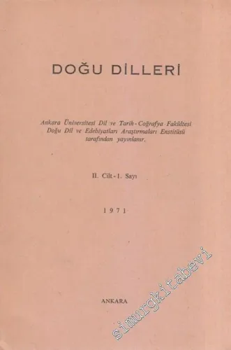 Doğu Dilleri Dergisi - Farsça Arapça Urduca Hindoloji ve Sinoloji Araştırmaları - Sayı: 1  Cilt 2      1971