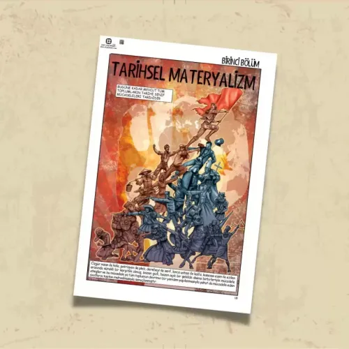 POSTER 0120 - KOMÜNİST MANİFESTO ÇİZGİ ROMAN, TARİHSEL MATERYALİZM, İLLÜSTRASYON - KUŞE KAĞIT (33X48)