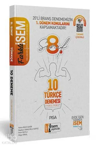 İsem Yayınları 8. Sınıf 1. Dönem LGS Türkçe 10 Deneme İsem