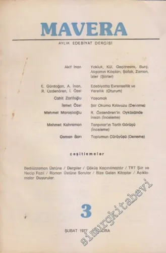Mavera Aylık Edebiyat Dergisi - Sayı: 3    Yıl: 1  Şubat 1977