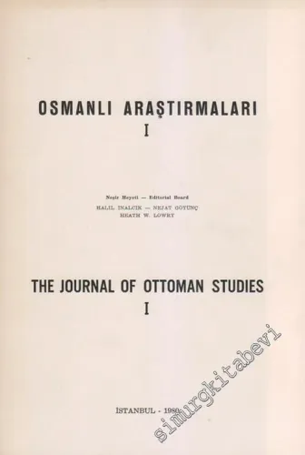 Osmanlı Araştırmaları 1 = The Journal of Ottoman Studies 1 -        1980