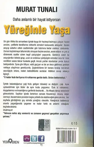 Yüreğinle Yaşa (imzalı) Murat Tunalı Yediveren Yayınları %40 indirimli