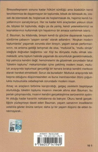 Yaşam Sanatı Zygmunt Bauman Ayrıntı Yayınları %43 indirimli