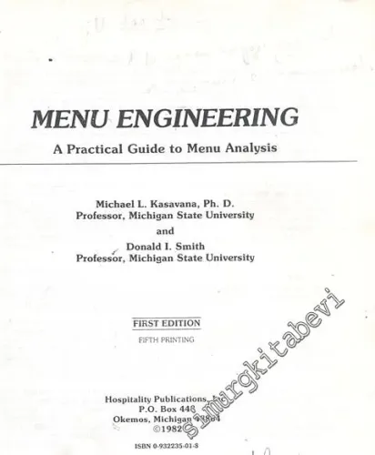Menu Engineering A Practical Guide To Menu Analysis ( Fotokopi ) -