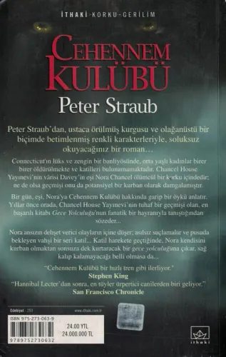 Cehennem Kulübü Peter Straub İthaki Yayınları %50 indirimli