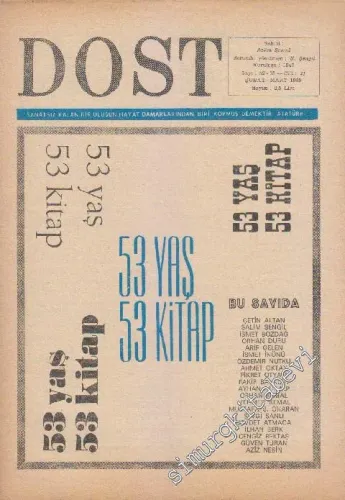 Dost Fikir ve Sanat Dergisi: Özel Dosya: Aziz Nesin - Sayı: 52 - 53  22    Şubat - Mart