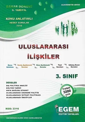 3. Sınıf 6. Yarıyıl Uluslararası İlişkiler Konu Anlatımlı Soru Bankası (Kod 331) Egem Eğitim Yayınları