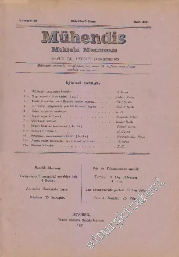 Mühendis Mektebi Mecmuası - Sayı: 46    Yıl: 4  Mart