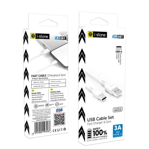 i-Stone iQ-06T Micro Hızlı Şarj ve Data Kablosu 1Metre