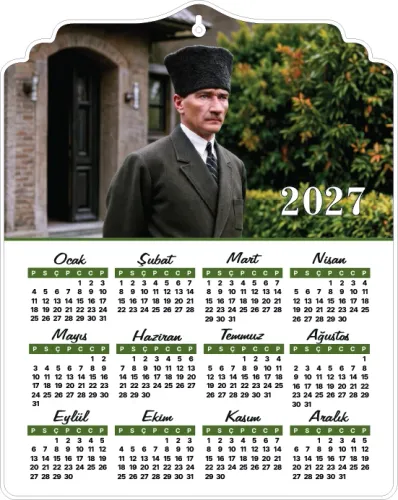Kalpaklı 2027 Ahşap Atatürk Duvar Takvimi