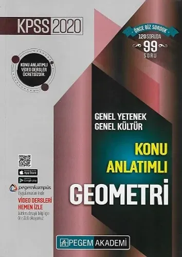 KPSS Genel Yetenek -Genel Kültür Konu Anlatımlı 2020 Geometri Pegem Akademi