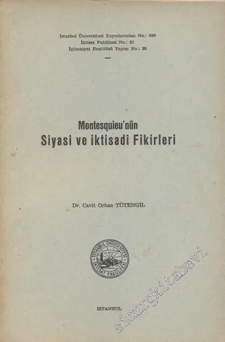Montesquieu'nin Siyasi ve İktisadi Fikirleri -        1956
