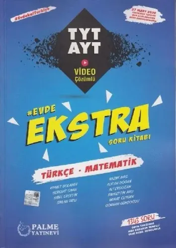 Palme Yayınları TYT AYT Türkçe Matematik Evde Ekstra Soru Kitabı 2020 Özel Palme