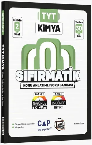 Çap yayınları TYT Kimya Sıfırmatik Konu Anlatımlı Soru Bankası