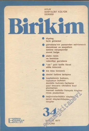 Birikim Aylık Sosyalist Kültür Dergisi - Sayı: 34      Aralık