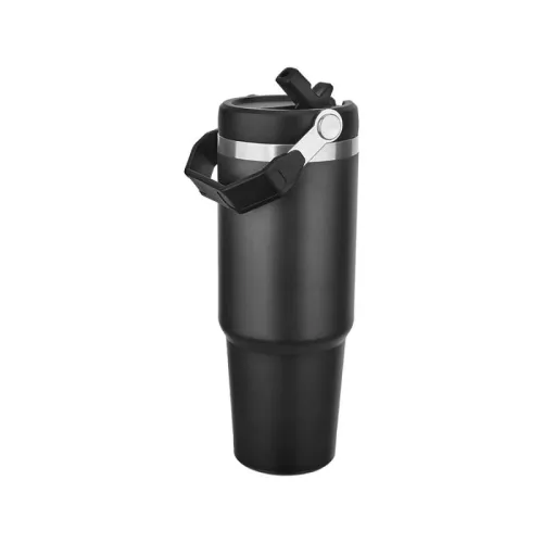 Çelik Termos - Siyah - 900 ml - Üstten Saplı