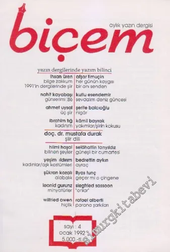 Biçem Aylık Yazın Dergisi - Sayı: 4      Ocak