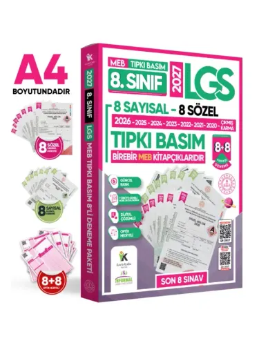 İnformal 8. Sınıf LGS Tıpkı Basım Çıkmış Soru 8+8 Deneme Paketi (Say+Söz) Türkiye Geneli Dijital Çözümlü 2027