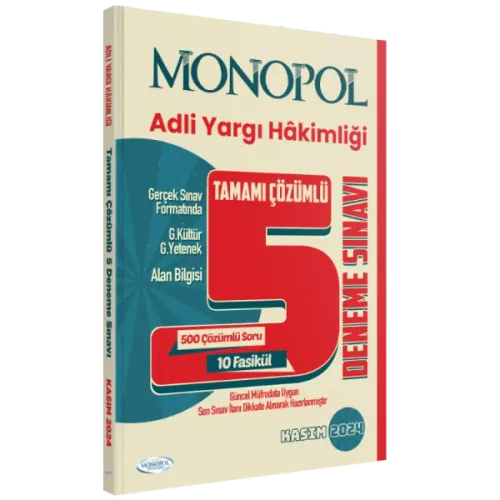 MONOPOL Adli Yargı Hâkimliği Çözümlü 5 Deneme Sınavı