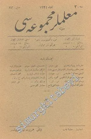 OSMANLICA: Muallimler Mecmuası - Yıl: Eylül 1924, Sene: 3, Sayı: 23