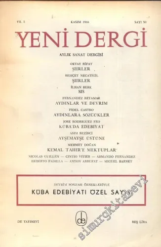 Yeni Dergi - Aylık Sanat Dergisi, Küba Edebiyatı Özel Sayısı - Sayı; 50    5  Kasım
