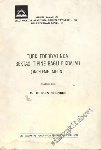 Türk Edebiyatında Bektaşi Tipine Bağlı Fıkralar: İnceleme Metin -        1976