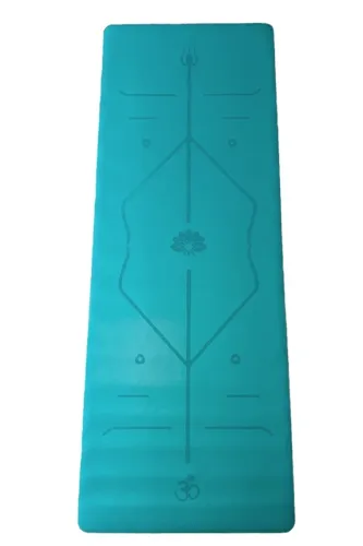 Rubber Yoga Mat Laser Line 5mm Mavi