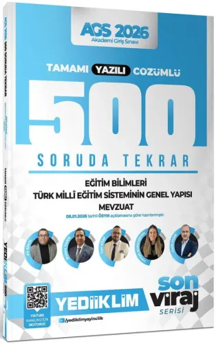 Yediiklim Yayınları 2026 AGS Eğitim Bilimleri Türk Milli Eğitim Sistemi Mevzuat Son Viraj Serisi Tamamı Yazılı Çözümlü 500 Soruda Genel Tekrar