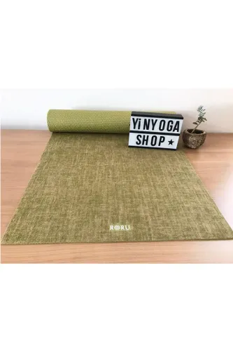 Doğal Jüt Kaplama Yeşil Yoga Mat