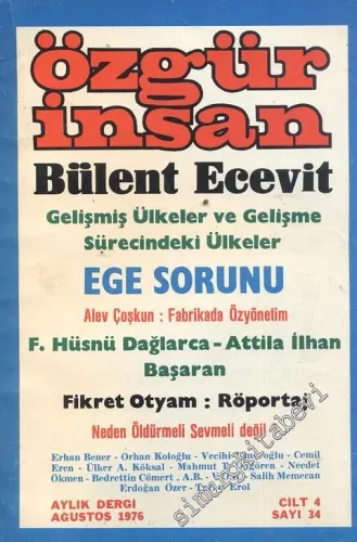 Özgür İnsan - Aylık Dergi - Sayı: 34, Ağustos 1976