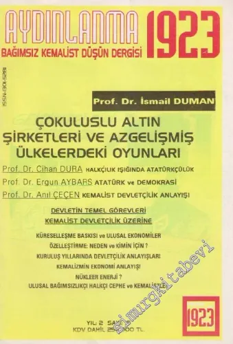 Aydınlanma 1923 Bağımsız Kemalist Düşün Dergisi - Sayı: 18 Yıl: 2 Ocak