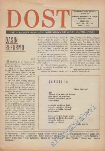Dost Fikir ve Sanat Dergisi - Sayı: 90  24    Nisan 1972