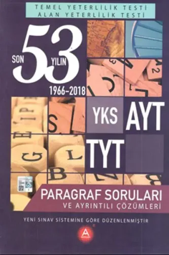 A Yayınları YKS AYT TYT Paragraf Son 53 Yılın Çıkmış Soruları ve Ayrıntılı Çözümleri-YENİ