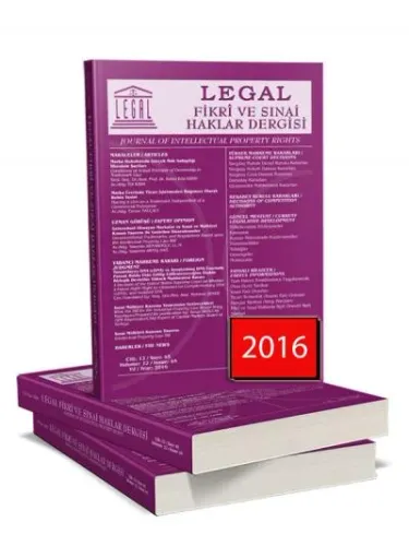 Legal Fikri ve Sınai Haklar Dergisi ( 2016 Yılı Aboneliği ) ( 4 Sayı )