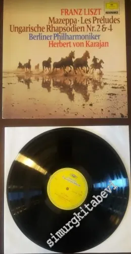33 LP PLAK VINYL: Franz Liszt - Herbert Von Karajan, Berlin Philharmonic Orchestra - Mazeppa, Les Préludes, Hungarian Rhapsodies No. 2 & 4 -