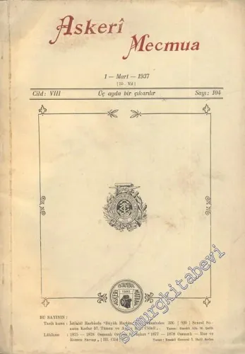 Askeri Mecmua  - Cilt: 8 Sayı: 104, 1 Haziran 1937