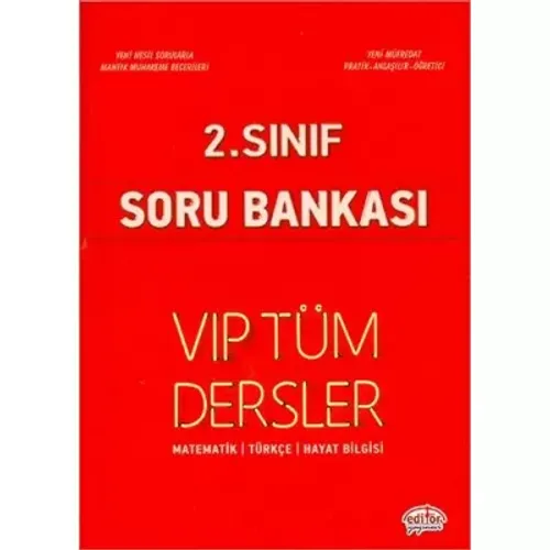 Editör 2 Sınıf Vıp Tüm Dersler Soru Bankası Kırmız