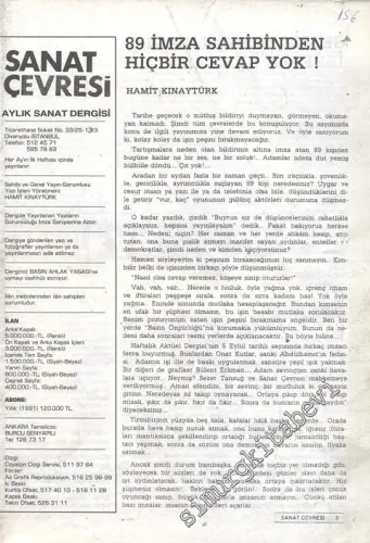 Sanat Çevresi Aylık Sanat Dergisi - Sayı: 156