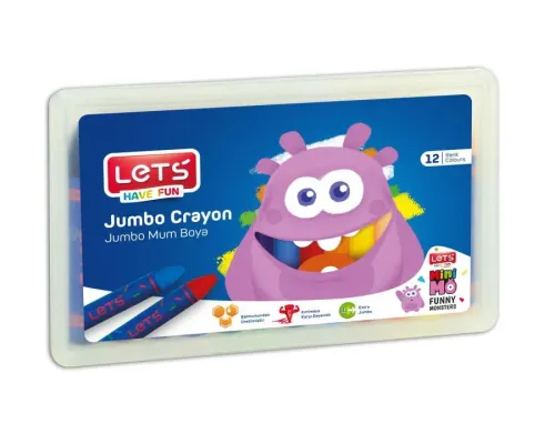 LETS 12 Renk Jumbo Mum Boya Plastik Kutu