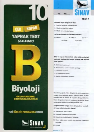 Sınav 10. Sınıf Biyoloji Çek Kopar Yaprak Test (Yeni)