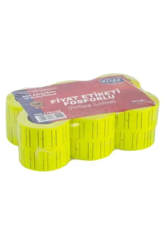 KRAF MOTEX ETİKET 12x21 MM FOSFORLU SARI 12 Lİ